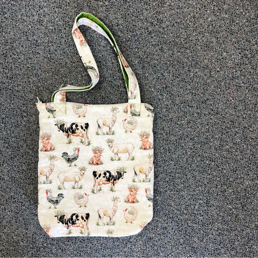 Handmade Bag Travel Farm Handbag Cow Chicken Pig Whimsical